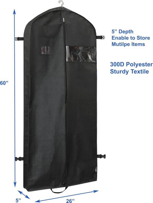 Simple Houseware 2 Pack Travel Garment Bag, Black - Image 2