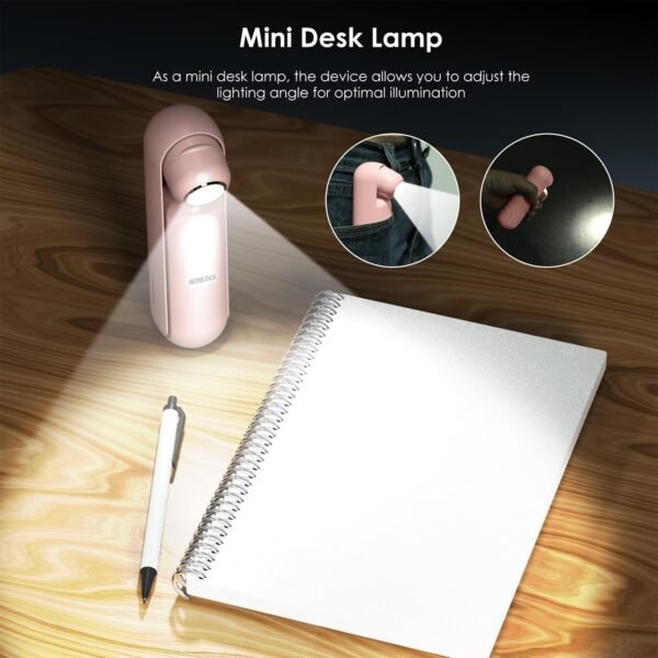 4 IN 1 Portable Handheld Fan,Personal Foldable Cooling Fan, Mini Pocket Fan,Desk Fan,Hand Fan,Flashlight,Power Bank,Table Lamp,Camping Travel Beach Fan, Birthday Gifts for Women Mom(Pink) - Image 5