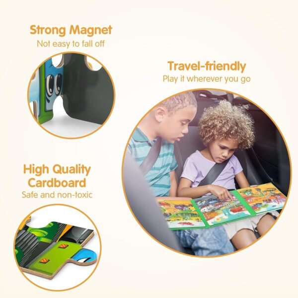 SYNARRY Vehicle Theme Magnetic Puzzles for Toddlers 3-5, 36 Pieces Travel Puzzles for Kids Ages 4-8, Car Airplane Road Trip Activities Magnet Games Toys for 3 4 5 6 Year Old Children Boys Girls Gifts - Image 5