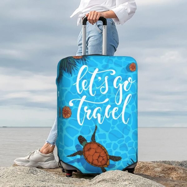 Turtle Travel Luggage Cover Protector Summer Blue Water Sea Turtle Palm Leaves Tropical Flowers Suitcase Covers for Luggage Washable Baggage Case Covers for Suitcase 18-21 Inch - Image 7