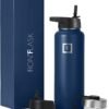 IRON °FLASK Sports Water Bottle - Wide Mouth with 3 Spout Lids - Stainless Steel Gym & Outdoor Bottles for Men, Women & Kids - Double Walled, Insulated Thermos, Metal Canteen - Twilight Blue, 40 Oz