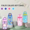Kids Water Bottle with Straw & Handle - 16 oz BPA Free Kids Water Bottles, Spill Proof, Easy-Clean, Dishwasher Safe - Cute Rabbit Pink - Image 7