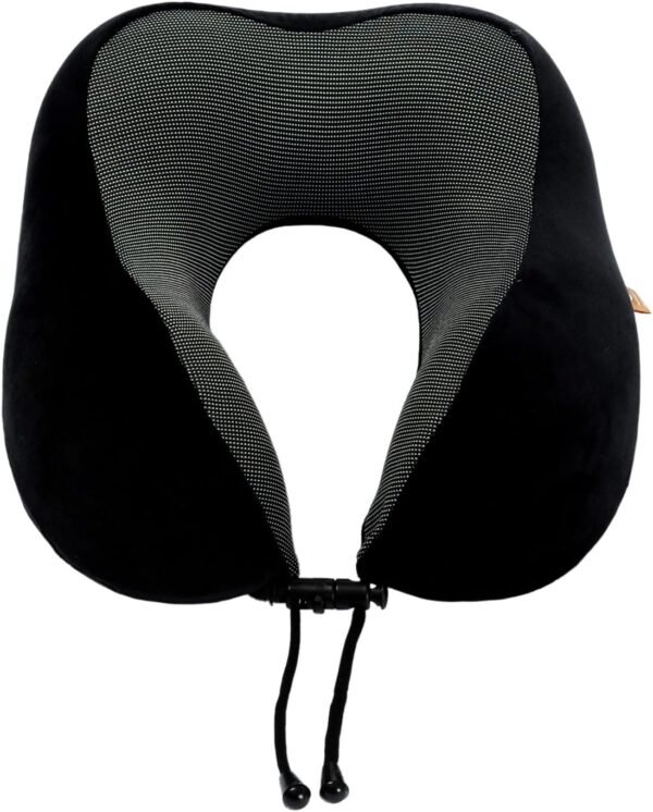 Memory Foam Travel Pillow, Neck Pillow with 360-Degree Head Support, Comfortable and Lightweight, Ideal for Sleeping on Airplane, Car, Train, Bus and Home Use, Comes with Storage Bag (Black) - Image 2