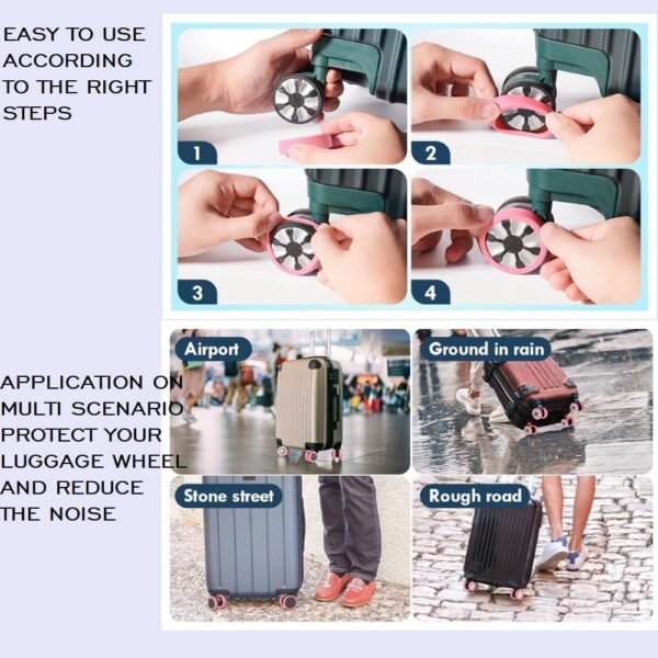REENFAYA Luggage Wheels Cover,24PCS Luggage Suitcase Wheels Cover Carry on Luggage Suitcase Wheels Protector/Luggage Caster Cover Silicone Covers for Most Luggage Wheel/Office Chair No Noise (Black) - Image 3