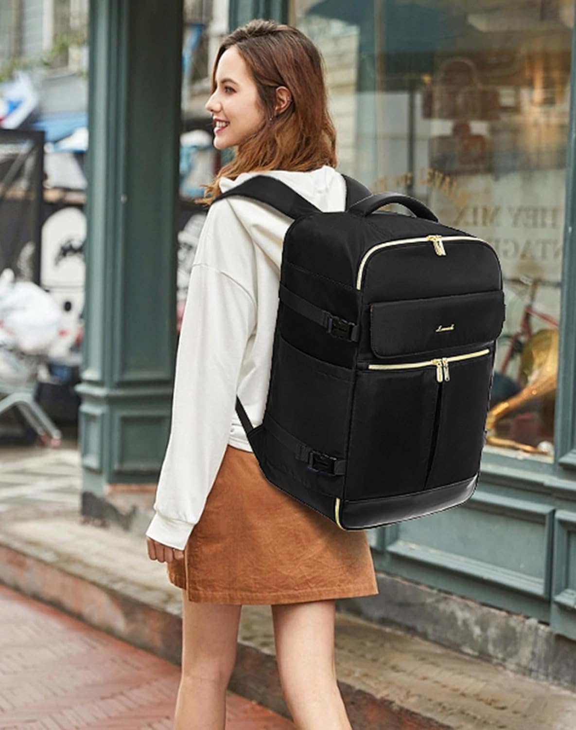 LOVEVOOK Travel Backpack for Women, 40L Large Carry On Backpack Flight Approved, Waterproof Personal Item Travel Bag Fits 17.3'' Laptop,TSA Backpack Suitcase with 3 Packing Cubes - Image 9