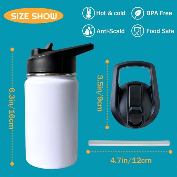 Monster Truck Kids Water Bottle for School with Straw Lid,12oz Stainless Steel Insulated Water Bottle for Boys & Girls,Leak Proof Lid with Handle & Touch Free Spout (A09) - Image 3