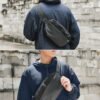 Sling Bag with RFID Blocking for Men & Women, Crossbody Chest Shoulder Bag with Water Bottle Holder for Travel, Cycling, Work, Sport, Hiking-Black - Image 2
