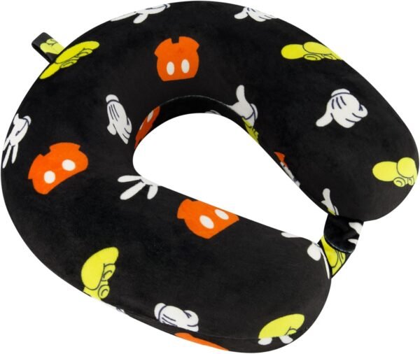 Disney Mickey Mouse Neck Pillow, All Over Print Memory Foam Travel Accessories for Airplane, Car, and Office, Comfortable and Breathable, Black - Image 3