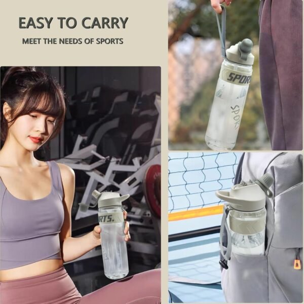 Sports Water Bottle, BPA-Free Plastic Drinking Cup with Straw & Chug Lid, Durable Travel Cup, Portable Gym Water Bottle with Handle, Leakproof Water Bottle for Outdoor, Home and Car (White) - Image 6
