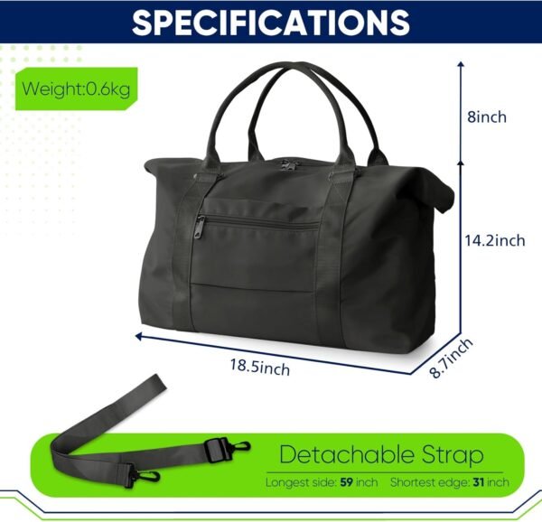 Travel Duffle Bag, Weekender Travel Bag Men Small Gym Bag for Women, Hospital Bag for Labor and Delivery, Overnight Bag Luggage Bag with Trolley Sleeve, Airplane Travel Essentials for Flying(Black) - Image 4