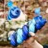 Collapsible Water Bottles Two Pack Travel Sports Portable Sport Water Bottle comes with mountaineering Buckle 500ml silicone Water-proof camping water bottle (Purple and Grey Color) - Image 6