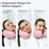 Travel Pillow, Cooling Neck Pillow Airplane Memory Foam with Sleep Mask Earplugs, Soft & Support Airplane Pillow for Travelling Plane Car Train Home Use, Pink - Image 4