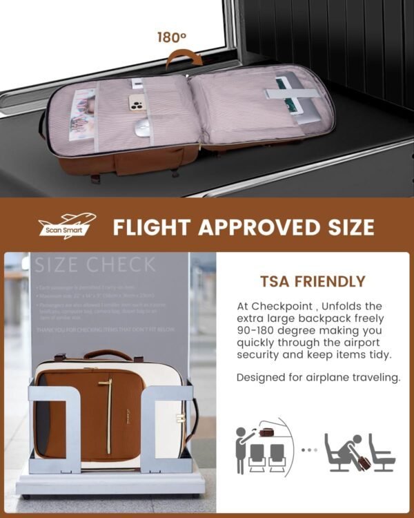 LOVEVOOK 50L Carry on Backpack for Women & Men with 3 Packing Cubes, Large Travel Backpack for Airplanes, TSA Personal Item Travel Bag with Laptop Pocket, Travel Essentials Airline Approved - Image 2