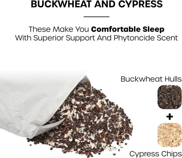 Korean Buckwheat Cervical Pillow - Official Partnership with Begozani (BTS Jungkook's Pick); Adjustable Neck Roll Pillow with Organic Pillowcase to Provide Firm Support - Image 3
