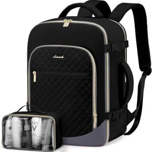 LOVEVOOK Travel Backpack for Women, 15.6in Laptop Backpack TSA Approved Carry on Luggage Personal Item Travel Bag for Business Weekender Hiking, Black-Gray
