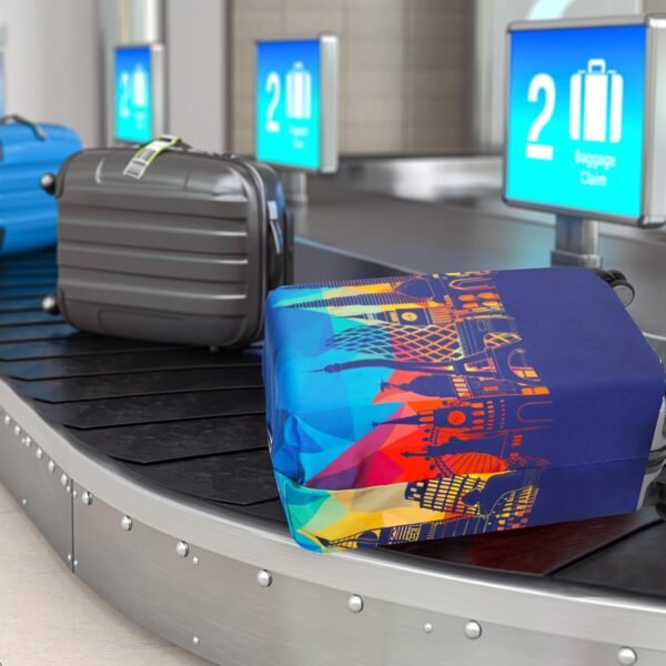 Travel Luggage Cover Protector Washable Suitcase Cover Fits 18-22 Inch Luggage (S,Blue,Landmark) - Image 8