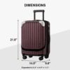 LEVEL8 Grace Carry on Luggage Airline Approved, 20” Expandable Hardside Suitcase with Wheels, Abs+Pc Harshell Spinner Luggage with Tsa Lock, Spinner Wheels - Red, 20” Carry-On - Image 9
