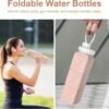 Collapsible Water Bottles 2 pack Travel Water Bottle Portable Hiking Water Bottle Leakproof Reusable BPA Free Silicone Water Bottles Durable Lightweight Bottle for Travel Camping Gym Sports - Image 5