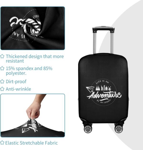 KENOBEE Travel Luggage Cover Suitcase Protector, Washable Dust Proof Anti-Scratch Elastic Thickened Spandex Protective Baggage Case With Concealed Zipper Fits 22-24 inch Luggage - Image 4