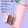 TOURIT 32 oz Insulated Water Bottle, Stainless Steel Water Bottles With Straw, Double Wall Vacuum Metal Thermos for Cold and Hot Drinks, Leak Proof BPA Free Water Flask for Sports and Travel, Pink - Image 2