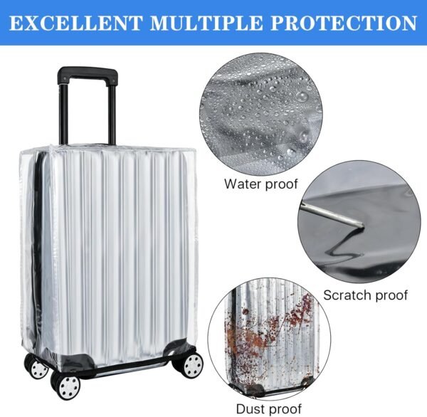 4 PCS Luggage Covers,20/22/24/28 In Clear PVC Suitcase Covers for Luggage,Waterproof Luggage Protector for Travel (Transparent Border, Regular Style) - Image 5