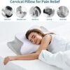 Neck Pillow Cervical Memory Foam Pillows, Cooling Contour Pillow for Neck Pain Relief, Ergonomic Orthopedic Bed Pillow for Side Back Stomach Sleepers with Breathable Pillowcase - Image 3