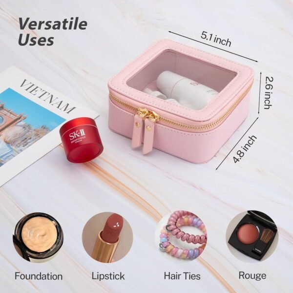 Aveniee Clear Makeup Bag Small, Mini Cosmetic Bags Travel Toiletry Bag, TSA Approved Clear Makeup Pouch with Zipper, Car Organizer Essentials for Women Men(Pink) - Image 2