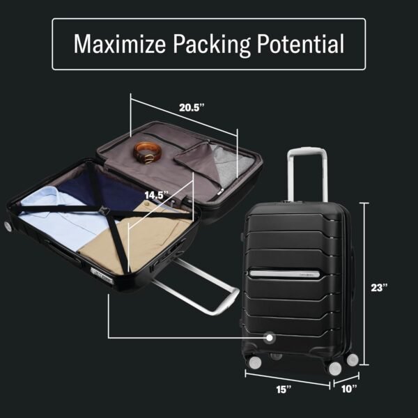 Samsonite Freeform Hardside Expandable with Double Spinner Wheels, Carry-On 21-Inch, Black - Image 3