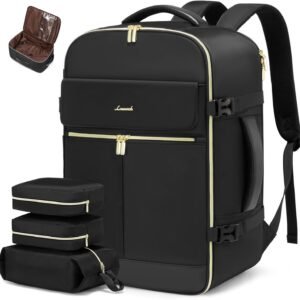 LOVEVOOK Travel Backpack for Women, 40L Large Carry On Backpack Flight Approved, Waterproof Personal Item Travel Bag Fits 17.3'' Laptop,TSA Backpack Suitcase with 3 Packing Cubes