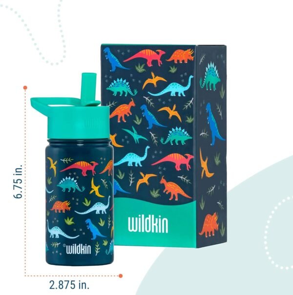 Wildkin Kids 14 oz Reusable BPA-Free Stainless Steel Water Bottle with Leak Proof Lid for Boys & Girls, Insulated, Durable, and Easy to Clean Water Bottles for Toddlers - Jurassic Dinosaurs - Image 5