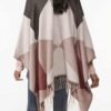 Moss Rose Women's Travel Plaid Shawl Wrap Open Front Poncho Cape for Fall Winter - Image 2