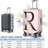 Spandex Travel Luggage Cover Cute Pink Suitcase Protector Bag,Black Letter R With Boho Floral Flowers Leaves Anti-Scratch,Dust-Proof Washable Suitcase Sleeve For Kid Adult,M (For 22-24 Inch Luggage) - Image 6