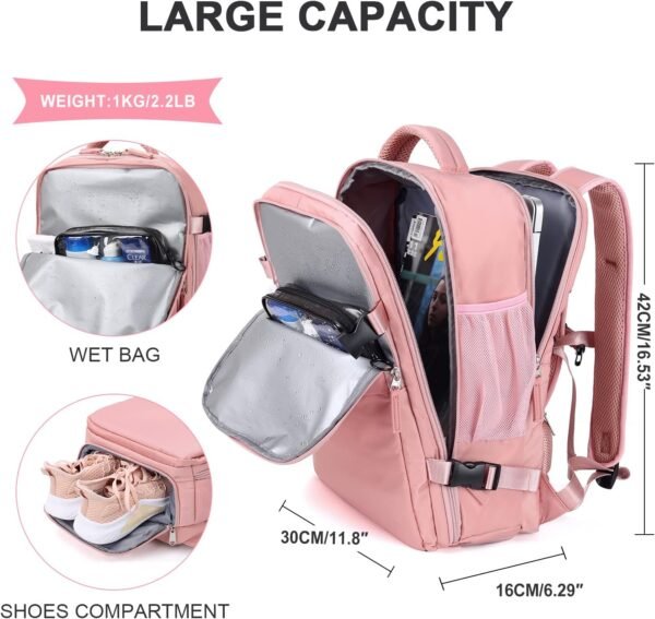 coowoz Travel Backpack For Women Men Airline Approved,Carry On Backpack,Large Hiking Backpack Waterproof Outdoor Sports Rucksack Casual Daypack Fit 15.6 Inch Laptop Backpack College Backpack - Image 2