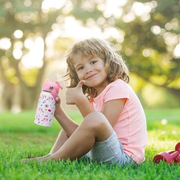 Kids Insulated Water Bottle with Straw Lid, 14oz Double Wall Vacuum 18/8 Stainless Steel Kids Tumbler, BPA-FREE Leak Proof Toddler Metal Water Bottle Kids Cups for School Travel Boys Girls - Image 7