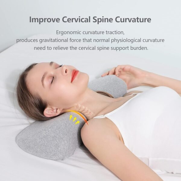 Cervical Neck Pillows for Pain Relief Sleeping, Memory Foam Neck Bolster Pillow for Stiff Pain Relief, Neck Support Pillow Neck Roll Pillow for Bed Pillow (Light Grey) - Image 6
