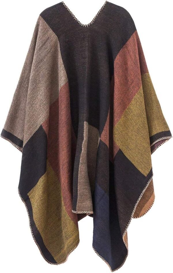 Lncropo Women's Shawls Wraps Winter Open Front Poncho Cape Oversized Cardigan Sweater - Image 2