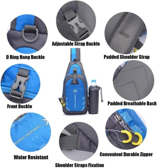 Peicees Chest Crossbody Sling Backpack Bag Travel Bike Gym Daypack for Women Men - Image 2
