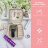 Travel Jewelry Case Organizer, Gifts for Women Teen Girls Initial Jewelry box with Mirror Vacation Beach Essentials Ring Necklace Earring Organizer Box (V) - Image 3