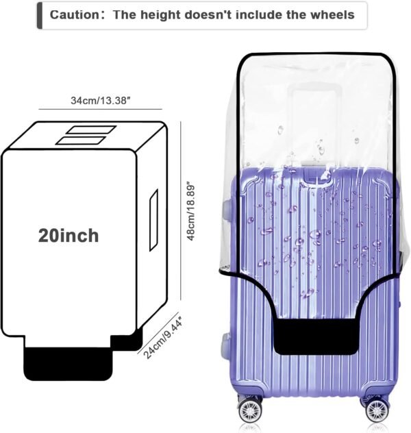 Suitcase Cover - Full Transparent Thicken Luggage Cover Protector with Large Velcro - Waterproof PVC Suitcase and Luggage Cover for 20'' (18.89''H x 13.38''L x 9.44''W) Luggage - Image 2