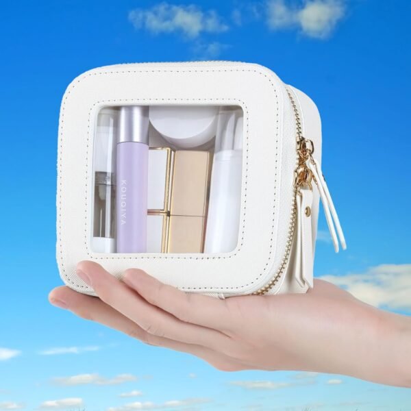Small Clear Makeup Bag for Women, Mini Cosmetic Bag Toiletry Bag Organizer,Waterproof Travel Make Up Bag Pouch with Zipper,Travel Essentials Present for Mom Wife (White, Mini) - Image 5