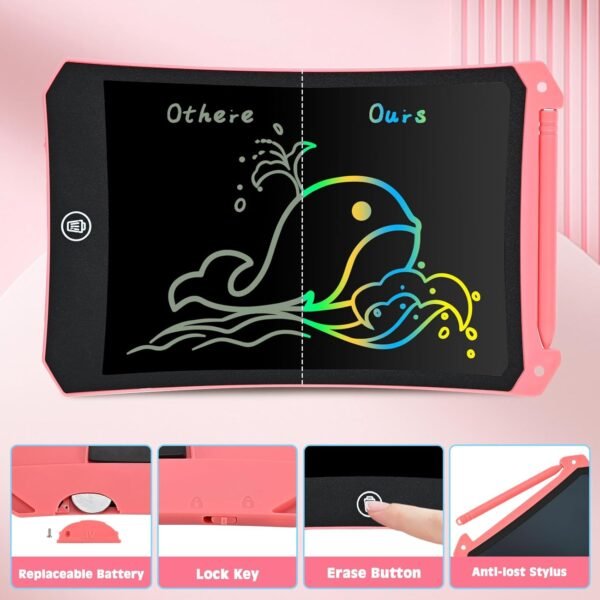 LCD Writing Tablet, 2 Pack Toddler Kids Toys, 8.5 Inch Doodle Board Drawing Pad, Travel Essentials Kids Games, Back to School Supplies Toys Birthday Gifts for Girls Boys Age 3-8 - Image 5
