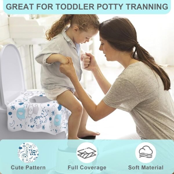 Toilet Seat Covers Disposable, 20 PCS Extra Large Waterproof Toilet Potty Seat Covers for Toddlers, Kids Potty Training, Potable Potty Seat Covers Travel Essentials for Airplane, Public Restroom,Trip - Image 5