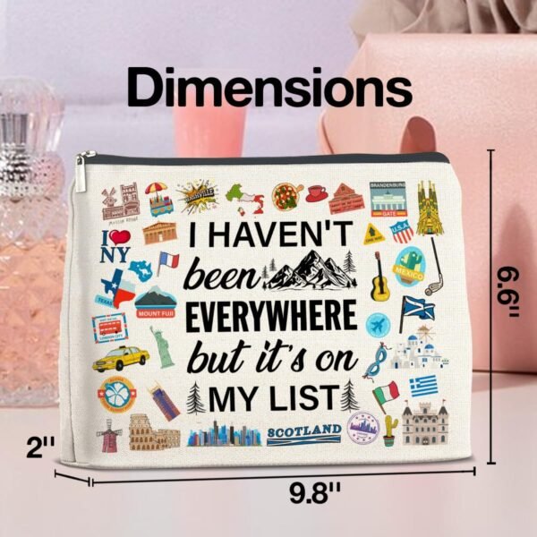 Travel Gifts Makeup Bag, Travelers Gifts for Women, Gifts for Women Who Like to Travel, Adventure I Haven't Been Everywhere But It's on My List Zipper Makeup Pouch - Image 2