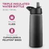 FineDine Triple Walled, Insulated Water Bottles with Straw - 25 Oz Stainless Steel Metal Bottle W/ 3 Leak Proof Lids - For Travel, School, Sports, Gym/Men, Women & Kids - Inky Raven Black - Image 2