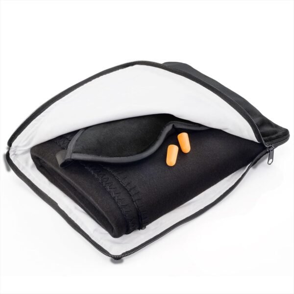 Lewis N. Clark Ultimate Comfort Set + Portable Travel Kit for Airplane, Includes Inflatable Pillow + Zippered Carrying Case, Cozy Fleece Blanket, Eye Mask for Sleeping & Foam Ear Plugs, Black - Image 3