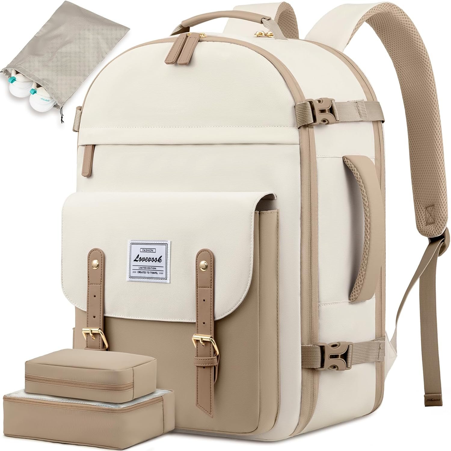 LOVEVOOK Travel Backpack For Women, 40L Large Carry On Backpack Flight Approved, TSA Personal Item Travel Bag Weekender Overnight Daypack, 17 inch Cute Laptop Backpack For College