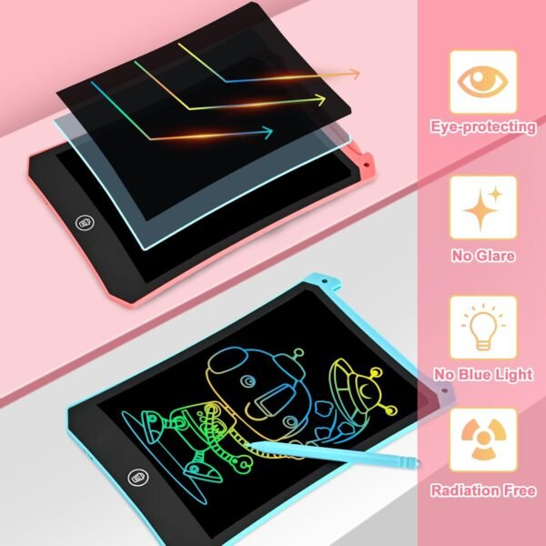 LCD Writing Tablet, 2 Pack Toddler Kids Toys, 8.5 Inch Doodle Board Drawing Pad, Travel Essentials Kids Games, Back to School Supplies Toys Birthday Gifts for Girls Boys Age 3-8 - Image 3