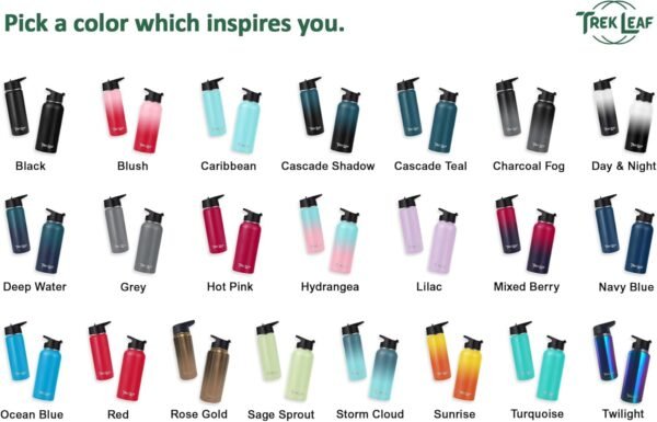 Travel Water Bottle-18oz, 22oz, or 32oz -3 Lids (Spout, Straw, Flip) Leak Proof, Quality, Vacuum Insulated, Stainless Steel, Thermos, Metal Flask, Sports Canteen (Turquoise, 18 oz) - Image 7