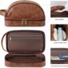 Men Toiletry Bag,Waterproof Dopp kit hygiene bag for travel,leather shaving kit bag for Toiletries Accessories,Organizer for traveling Cosmetic Bag (Brown) - Image 3