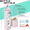 40 oz Insulated Water Bottles with Straw & Auto Chug Lid, Paracord Handle, Metal Flask Keep Cold-48H & Hot-24H, Double Vacuum Stainless Steel Travel Jug with Carrying Case for Gym Workout Running - Image 2